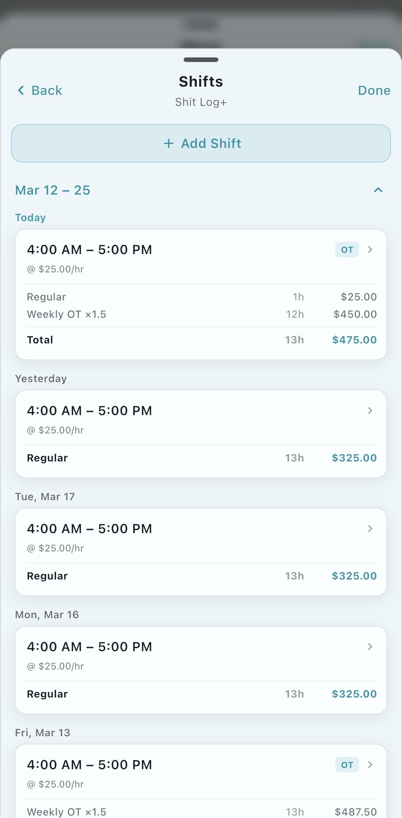 Shift Log+ screenshot: IMG_5307.jpg