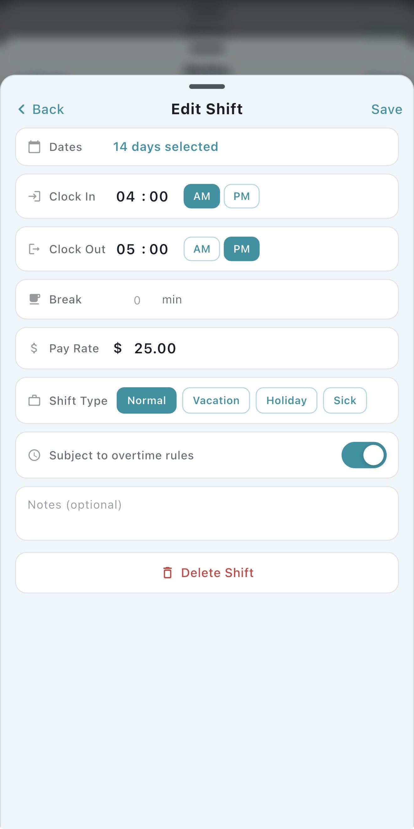 Shift Log+ screenshot: IMG_5308.jpg