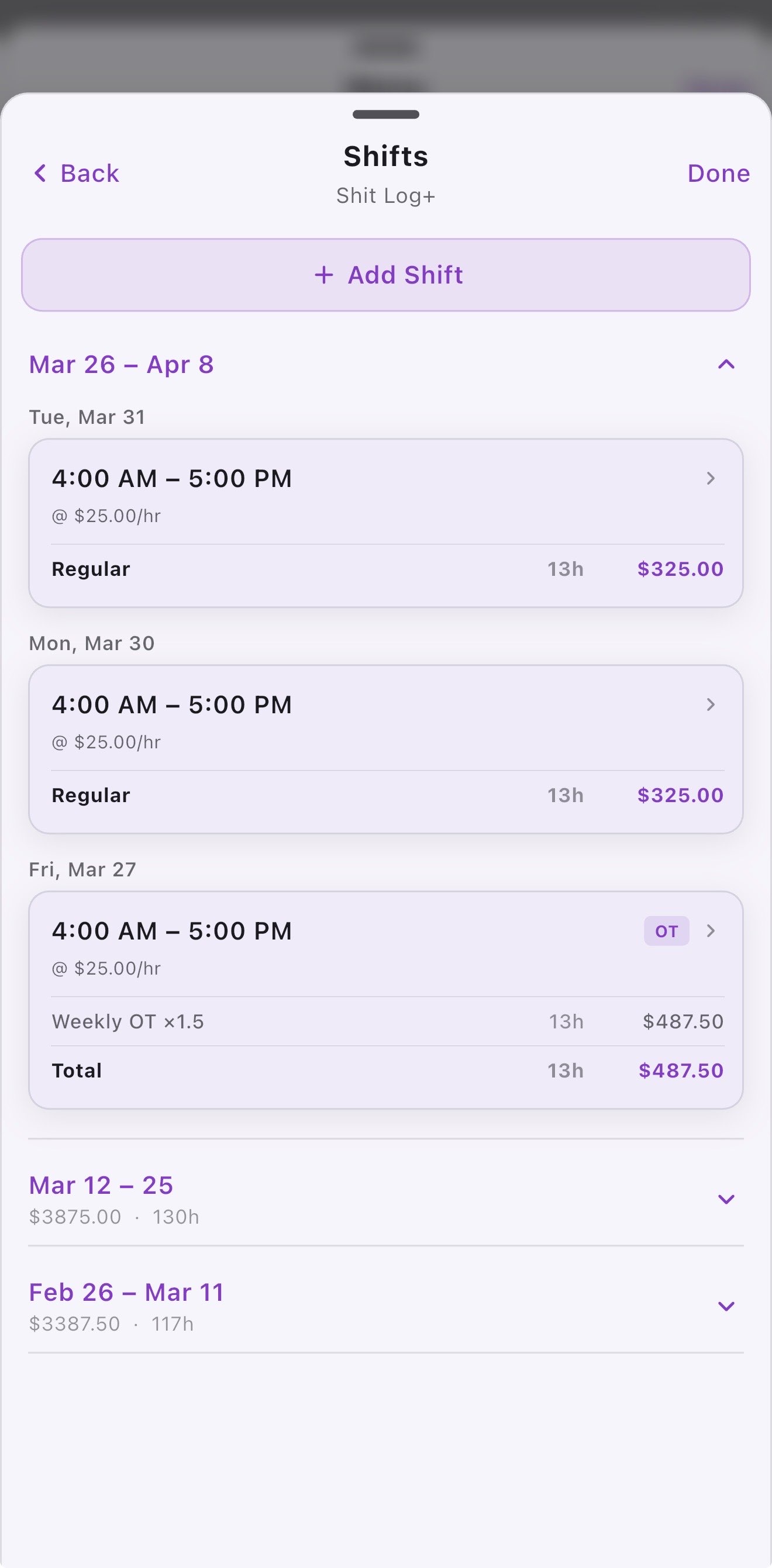 Shift Log+ screenshot: IMG_5313.jpg
