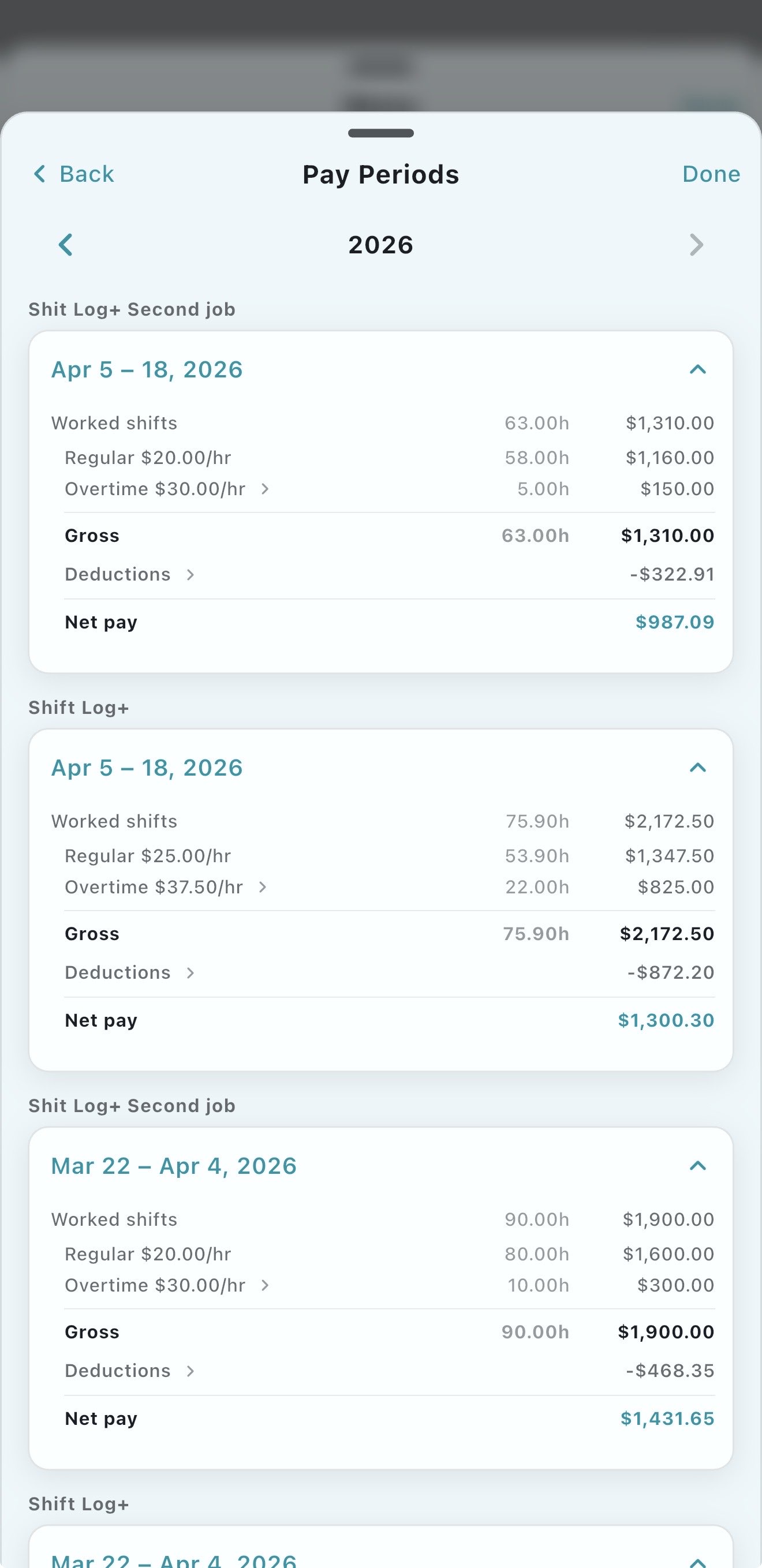 Shift Log+ screenshot: multiJob2.jpg