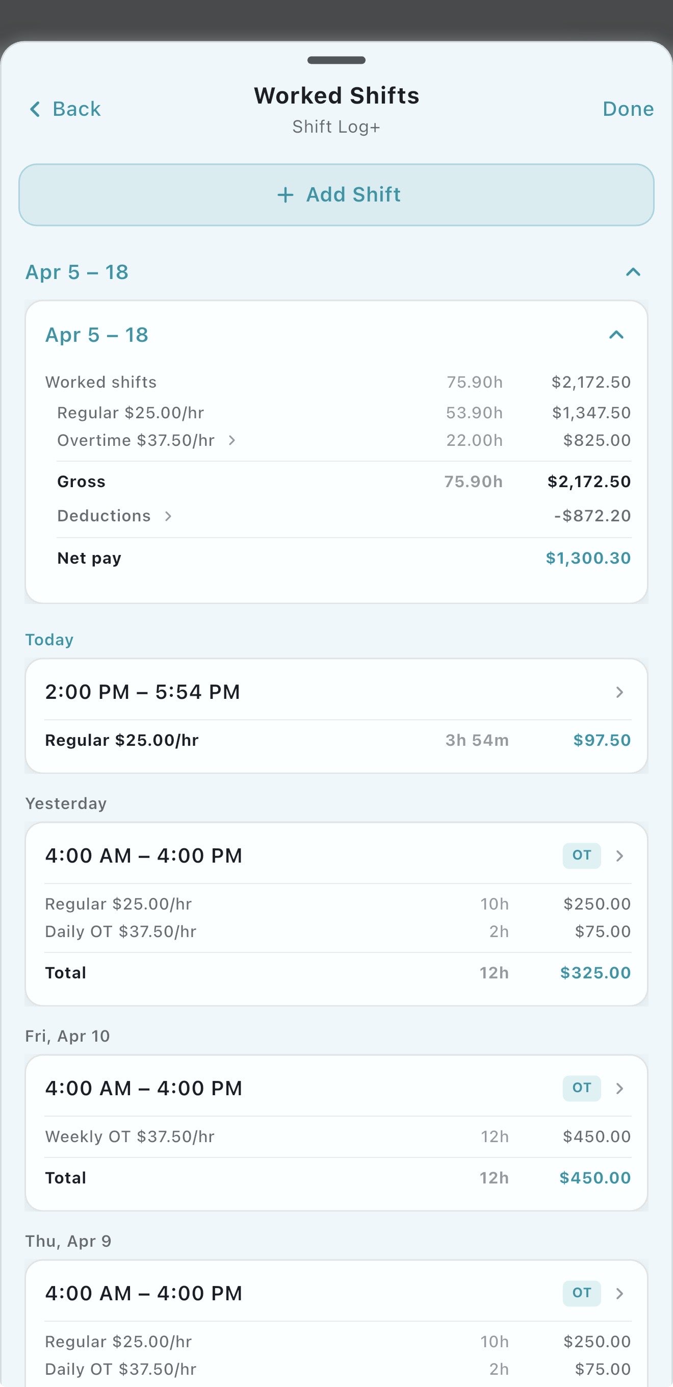 Shift Log+ screenshot: shiftpay1.jpg